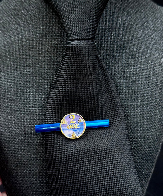 Vintage slipsnål samlermynt blå 2 øret