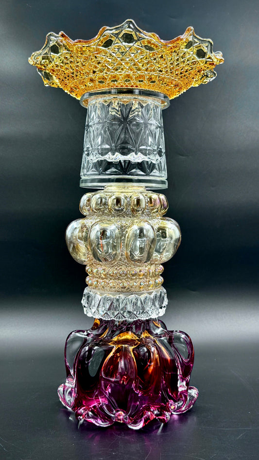 Vintage lysestake i designerkrystall som Helena Tynell