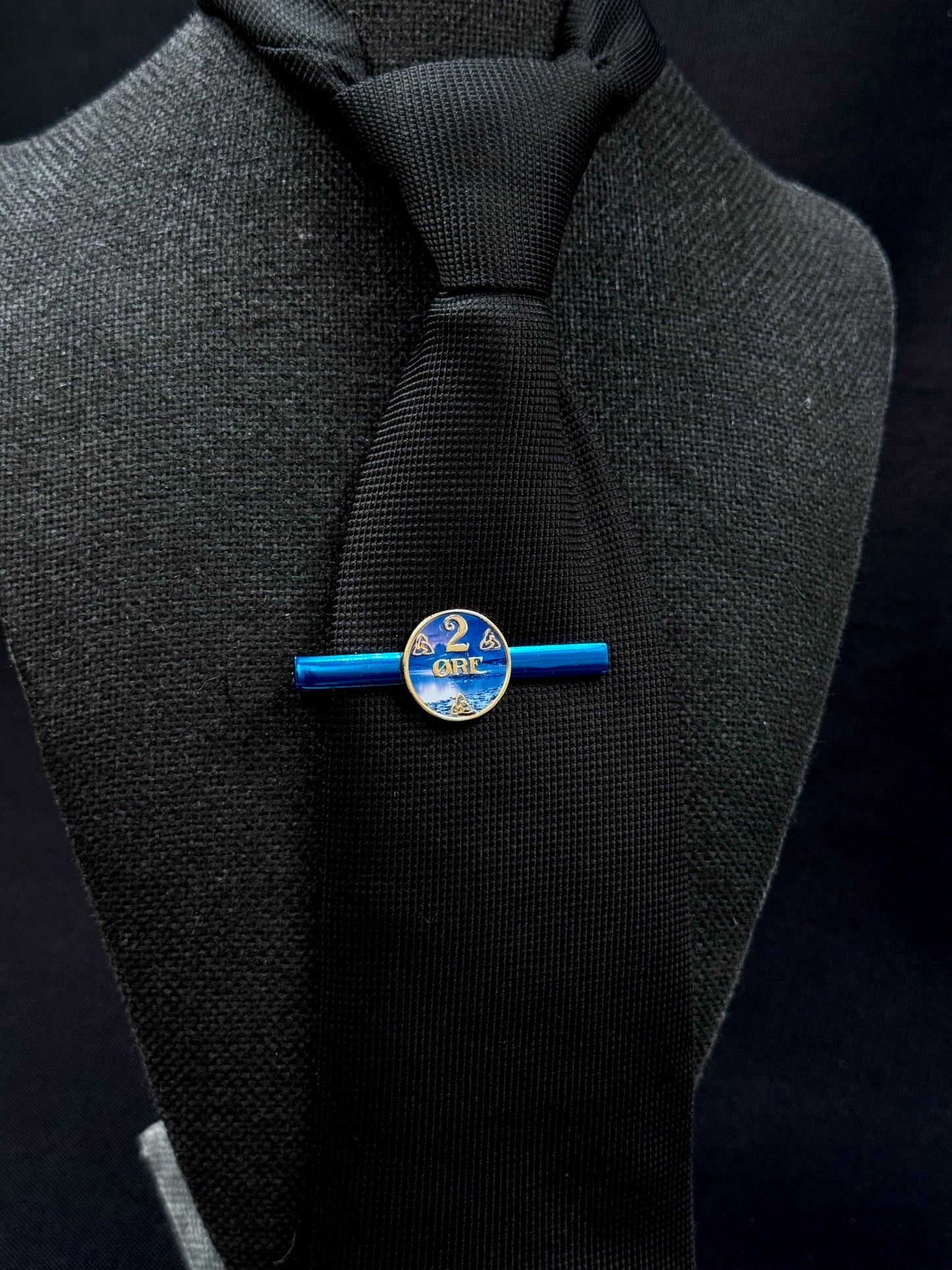 Vintage slipsnål samlermynt blå 2 øret