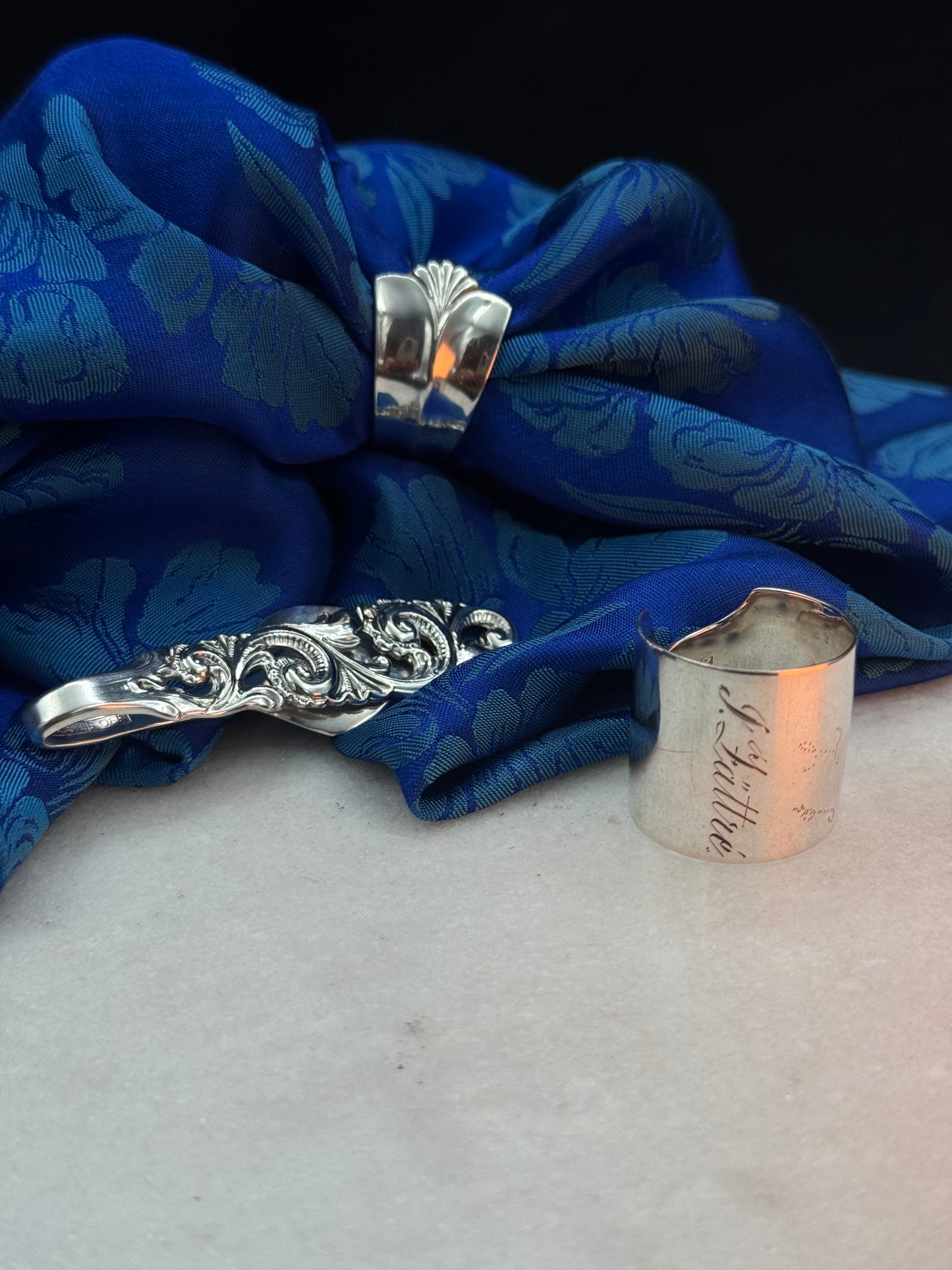 Bestilling! Vintage ring, slipsnål og skjerfring av eget sølv