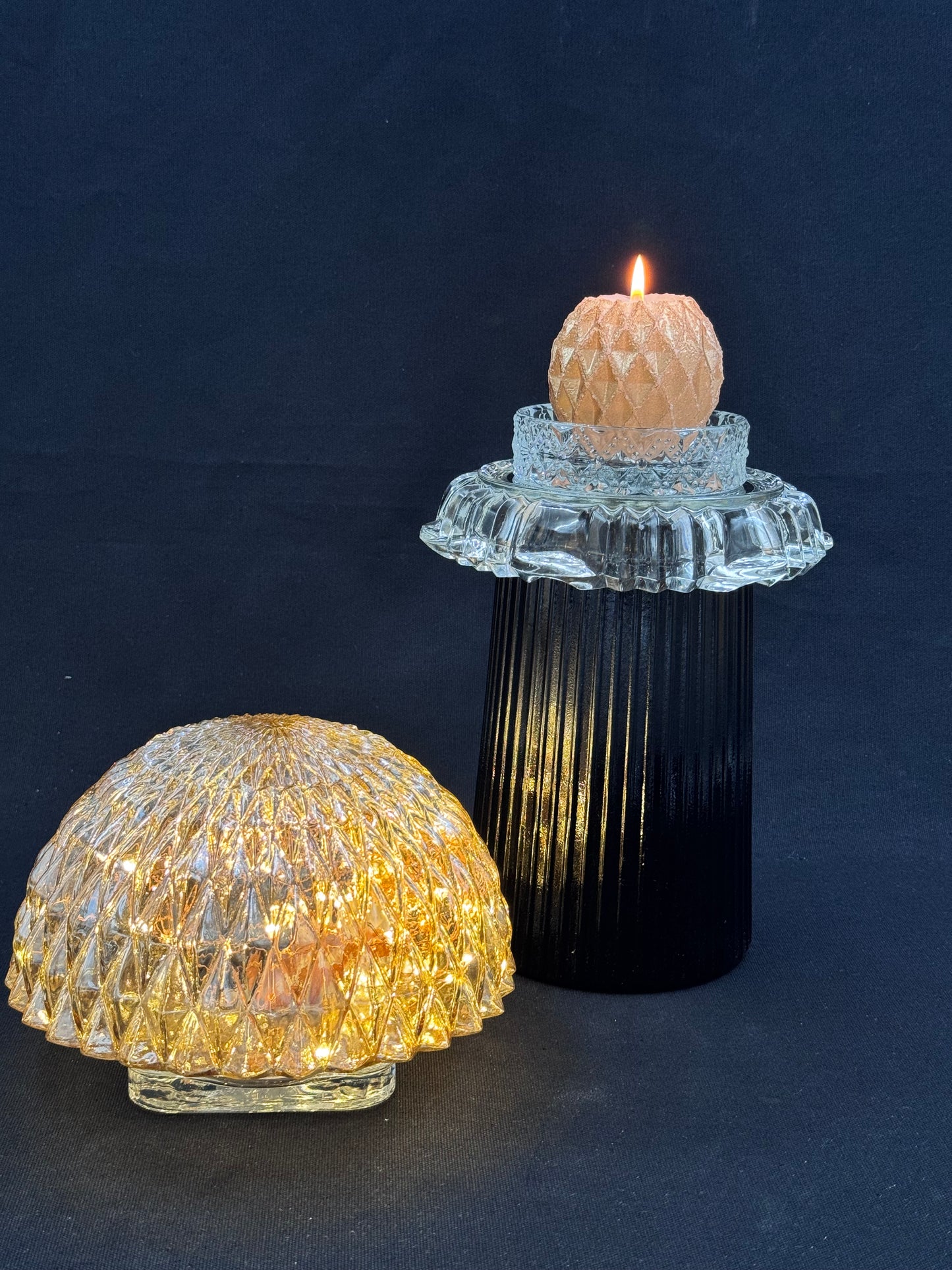 Vintage Diamantlampe med svart fot