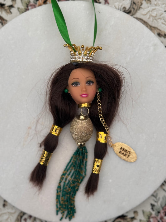 Vintage Barbie julekule «Brunette med gullkrone»
