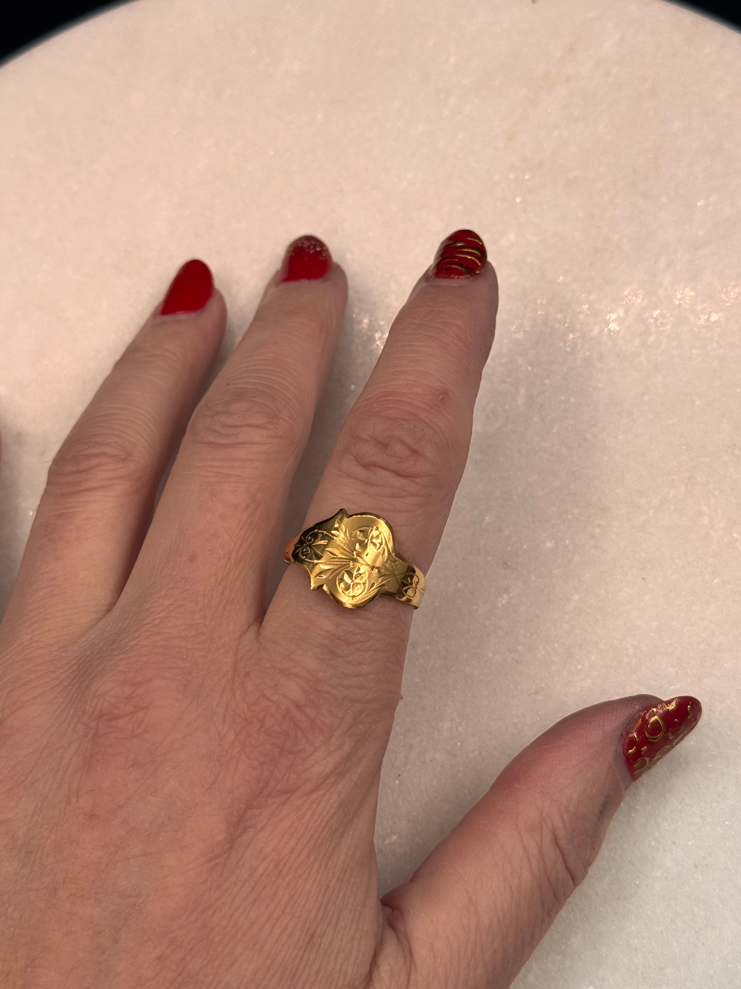 Vintage Sølvring gullforgylt str 58