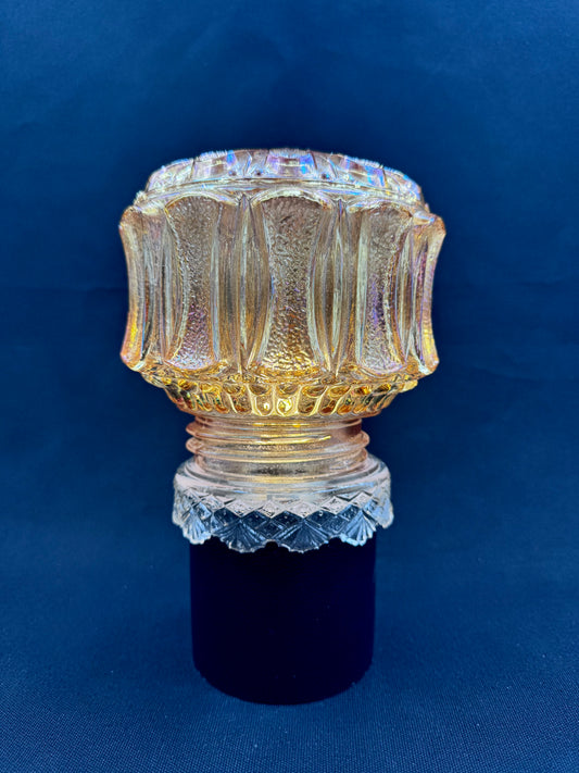 Vintage Batterilampe i mørk RAV og sort skinn