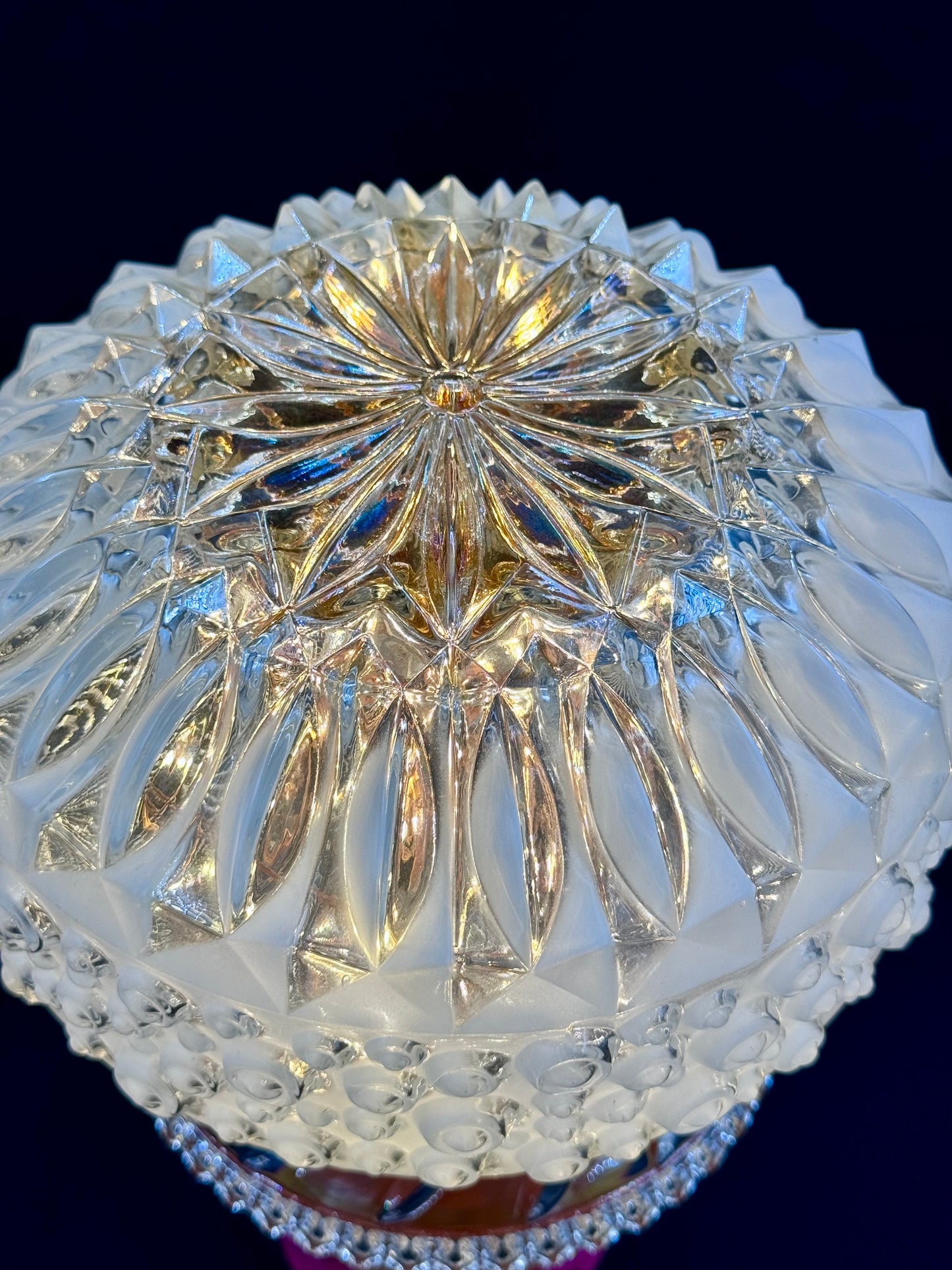 Vintage Diamantlampe med solnedgangfot og vintage kuppel
