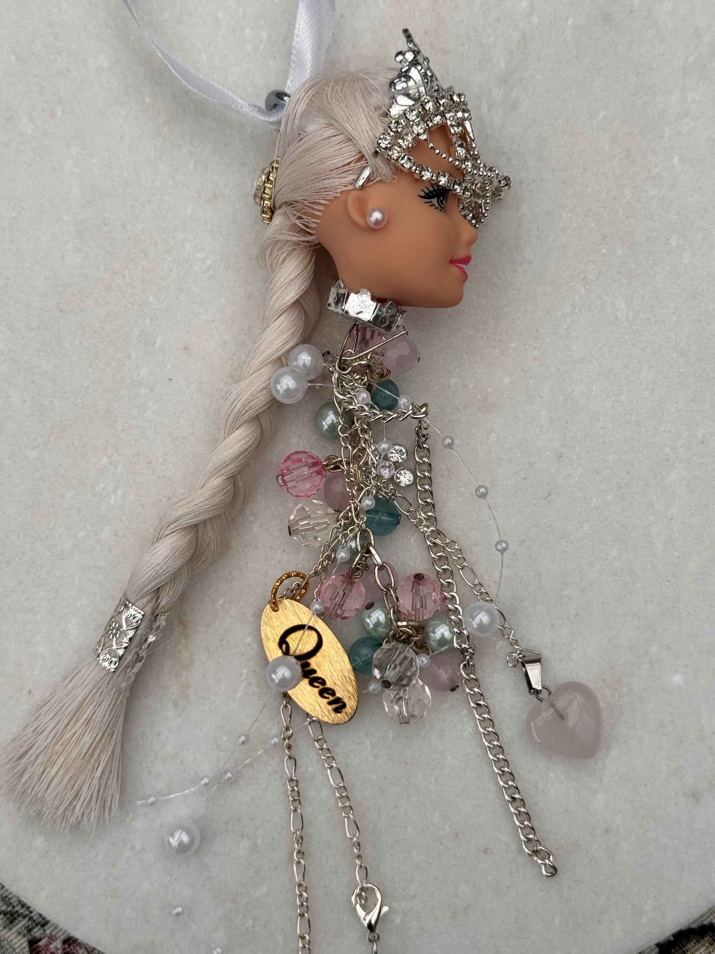 Vintage Barbie julekule «Elsa hvit med diamanter»