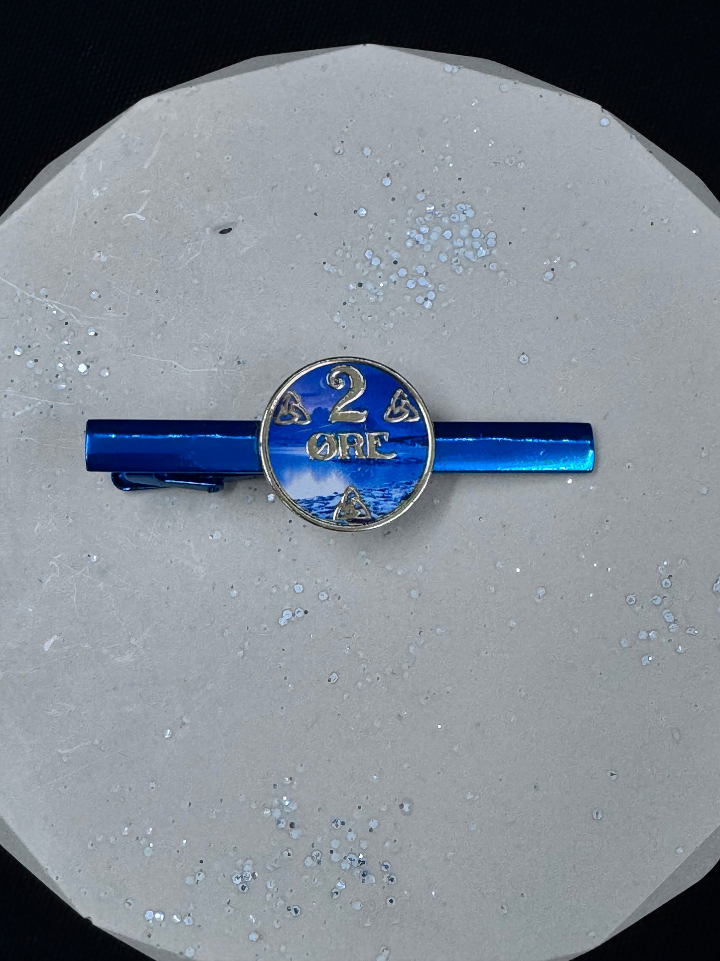 Vintage slipsnål samlermynt blå 2 øret