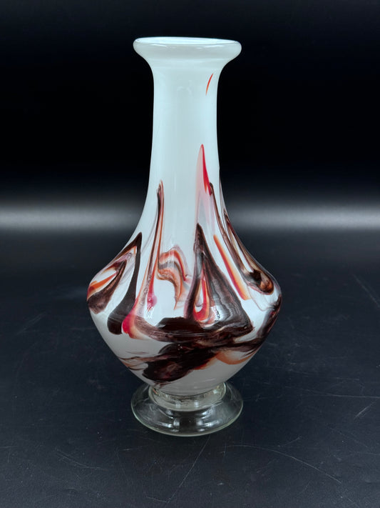 Vintage vase hvit, brun og rød