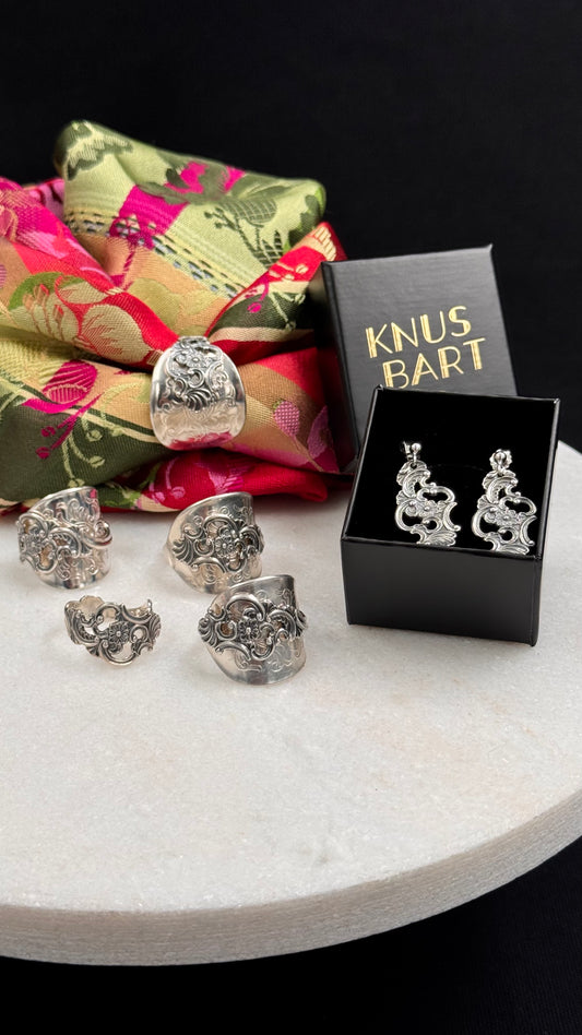 Bestilling! Vintage ringer, ørepynt, skjerfring