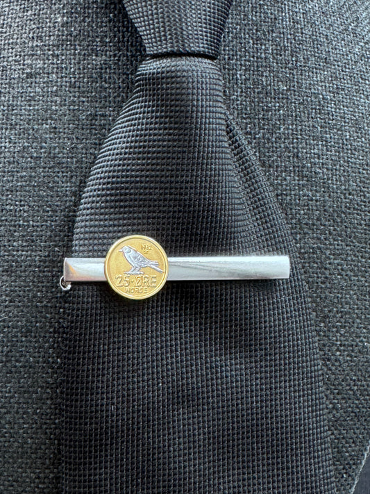 Vintage slipsnål samlermynt 25 øre gull/sølv 1962