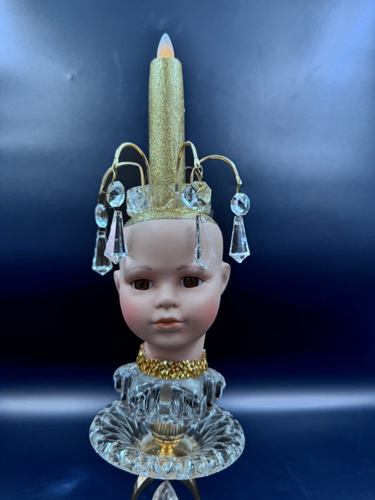 Vintage Dukke - Goldy Crystal med gull lys