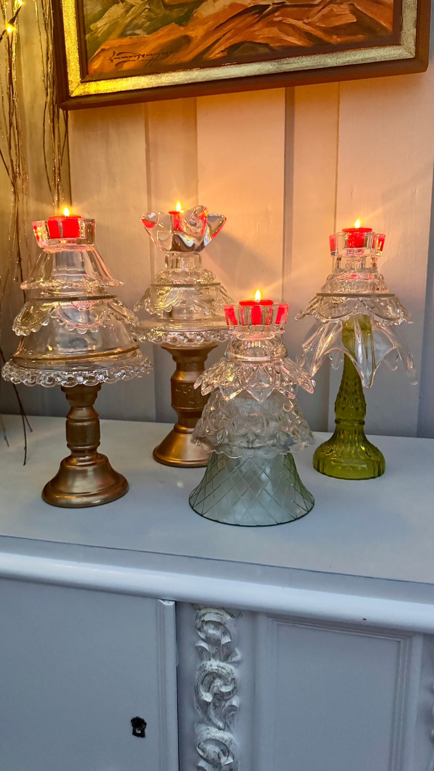 Vintage Juletre med solid gullfot liten stjerne på toppen