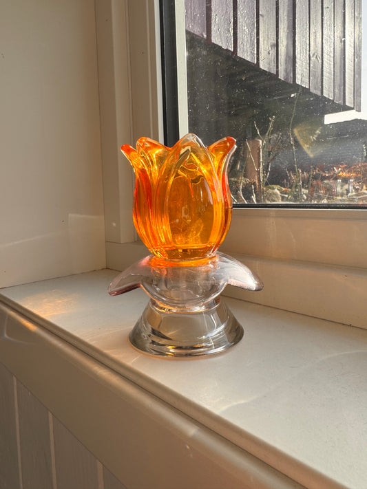 Vintage lysestake «mini» Gul og rosa