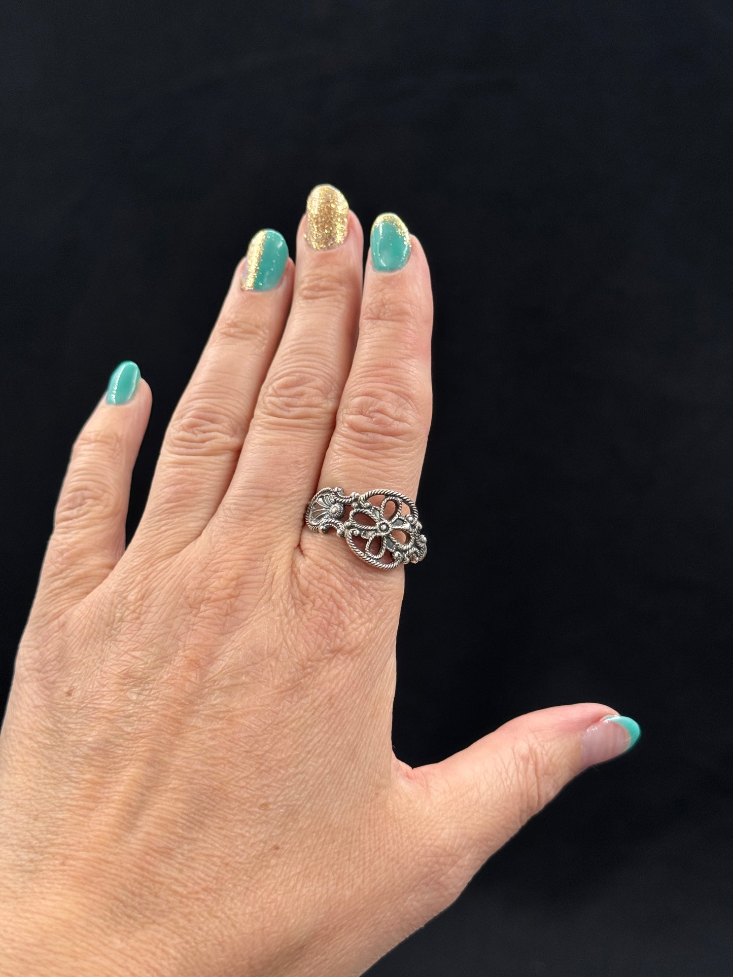 Vintage sølvring «Filigran» str 58