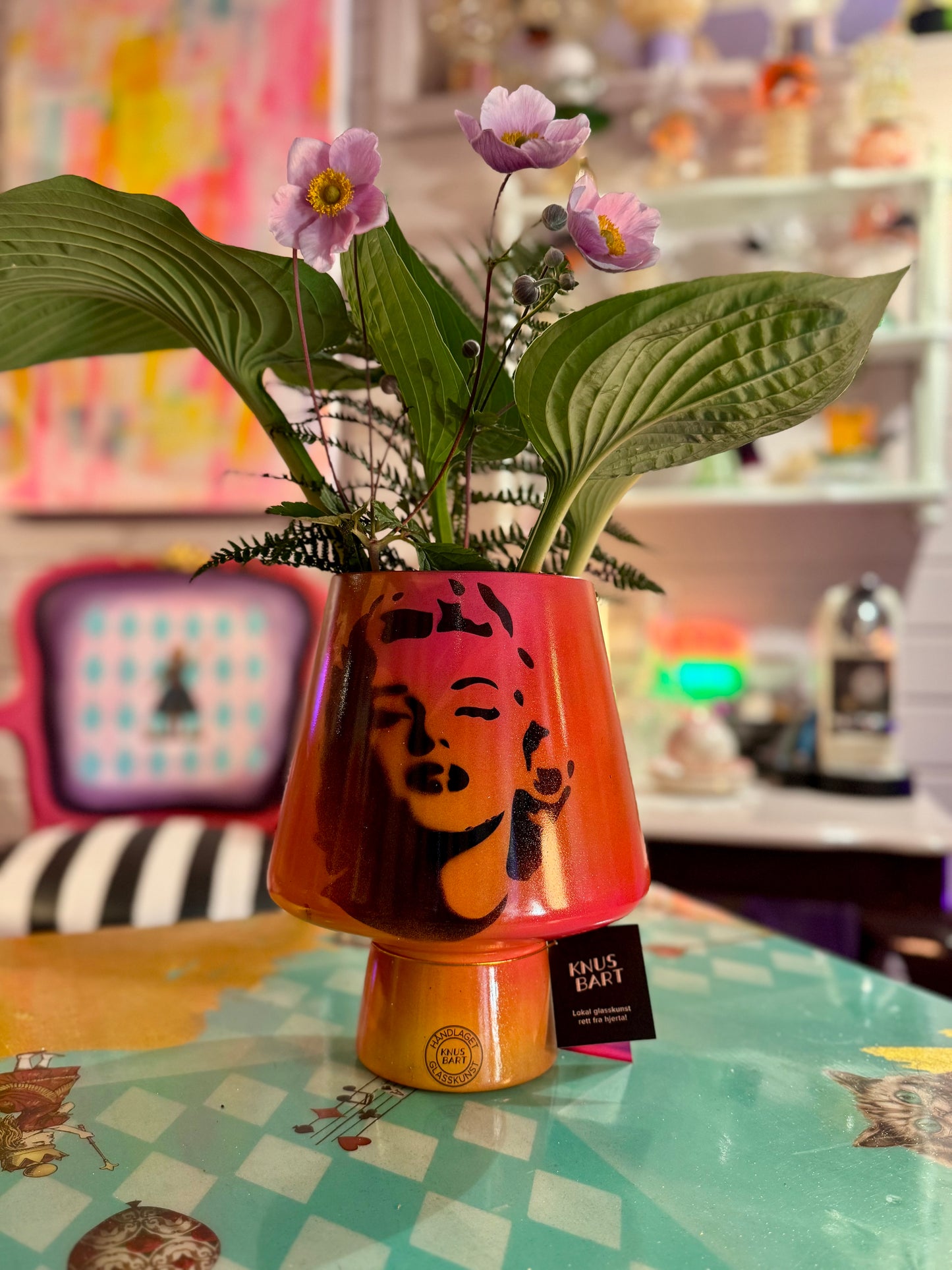 Popart Marilyn Monroe Vase i Rosa og oransje