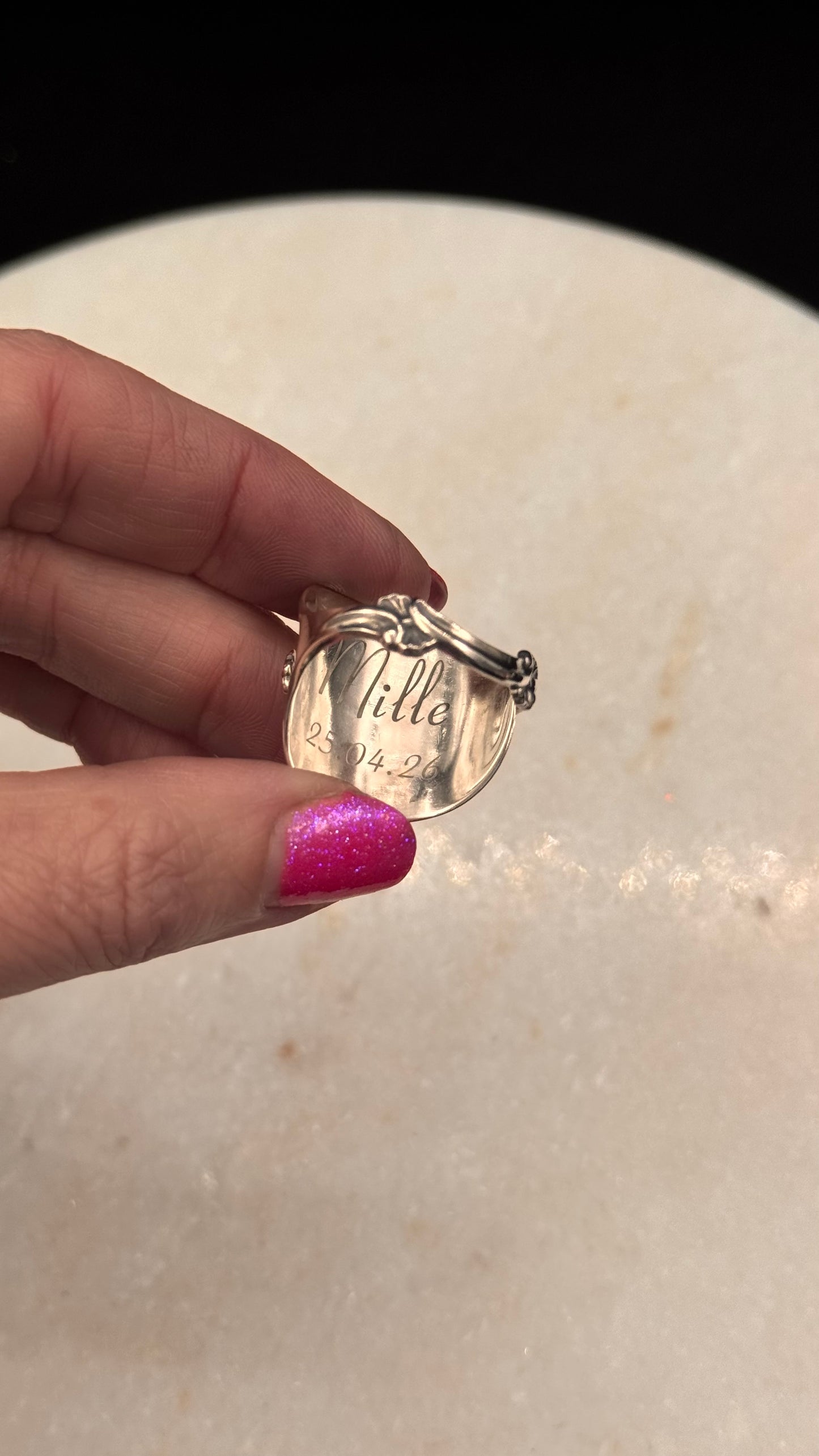 Bestilling / reservert! Vintage 2 skjerfring eget sølv