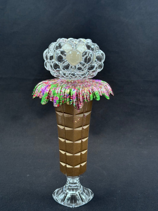 Vintage lysestake foliert i multicolor i krystall