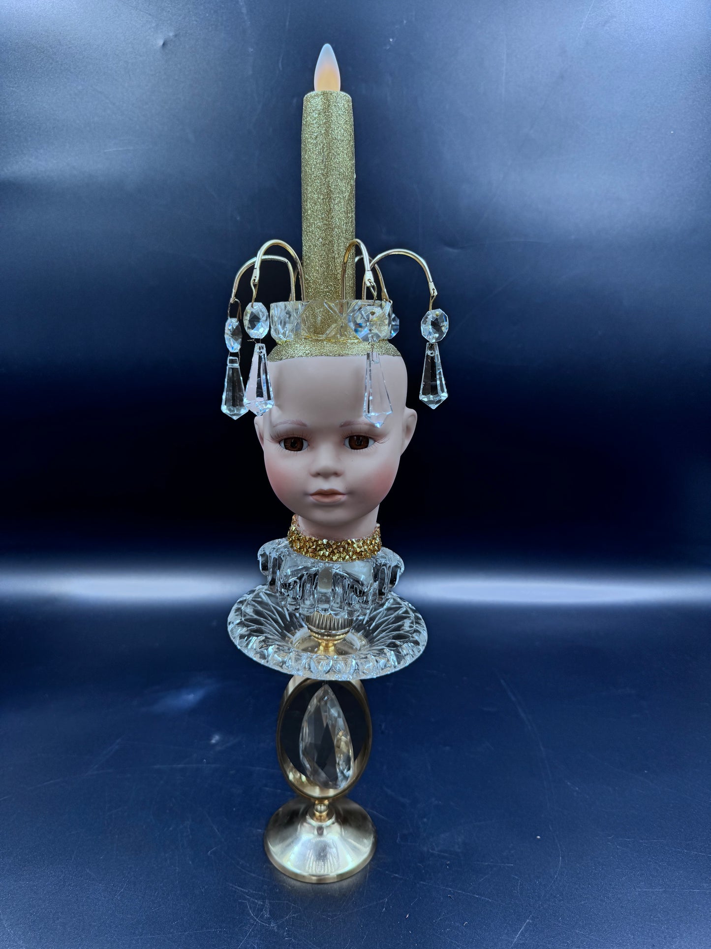 Vintage Dukke - Goldy Crystal med gull lys