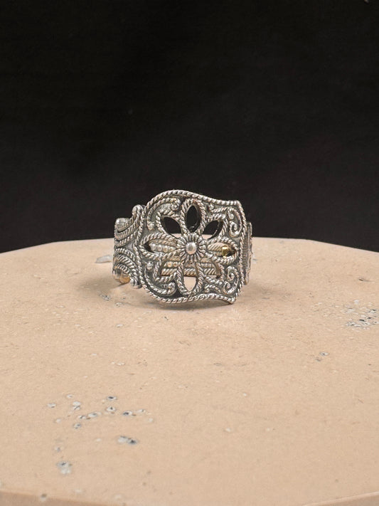 Vintage sølvring «Filigran» str 59 oksidert