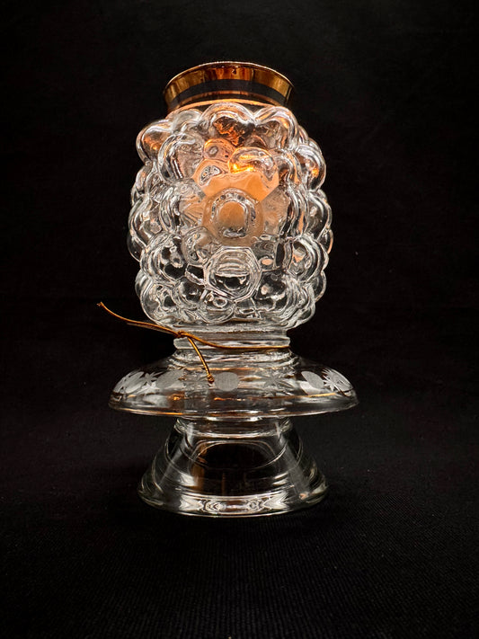 Vintage lyslykt med bobleglass og gulldetaljer