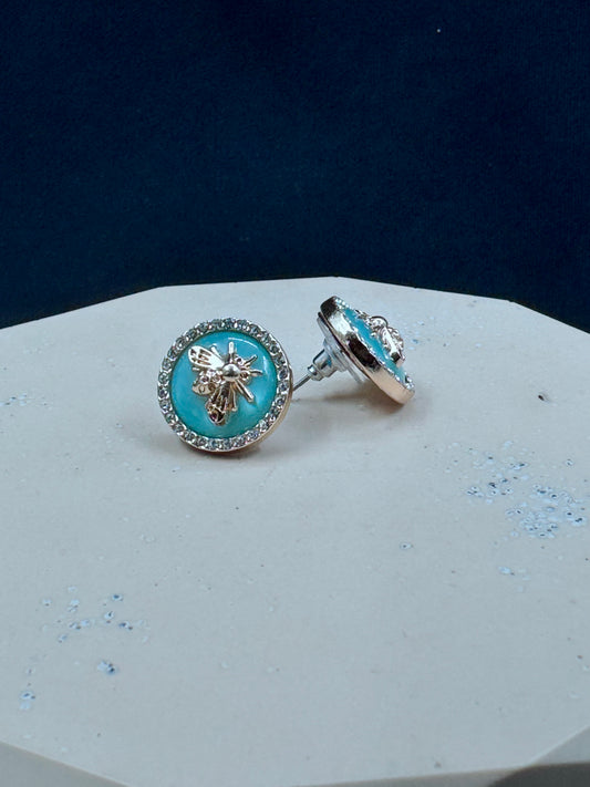 Vintage Gucci øredobber turkis med insekt i gull