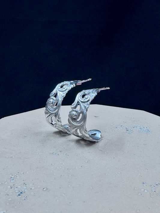 Vintage øredobb i sølvmønster «Tele»