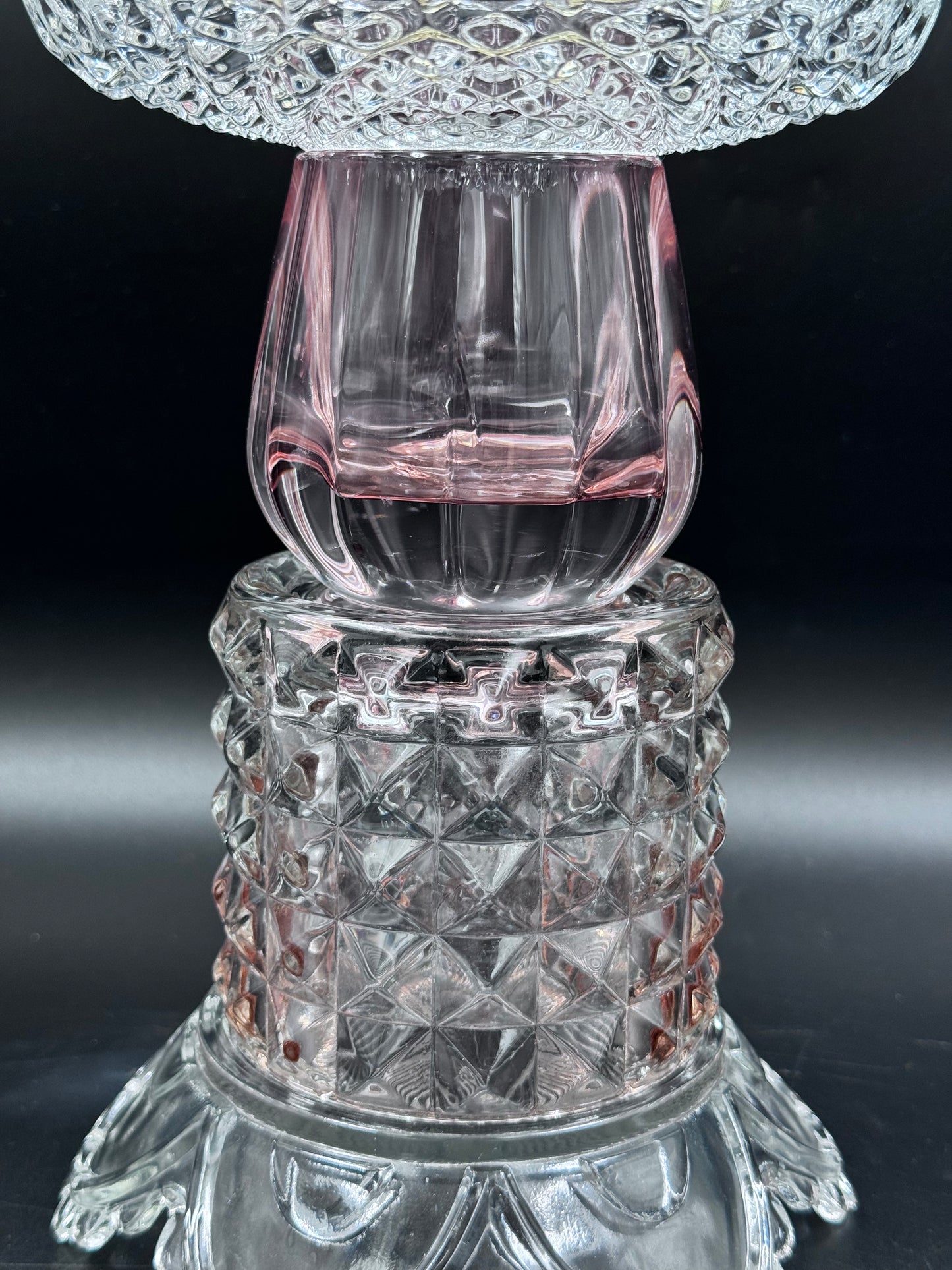 Vintage lysestake i fersken og rosa