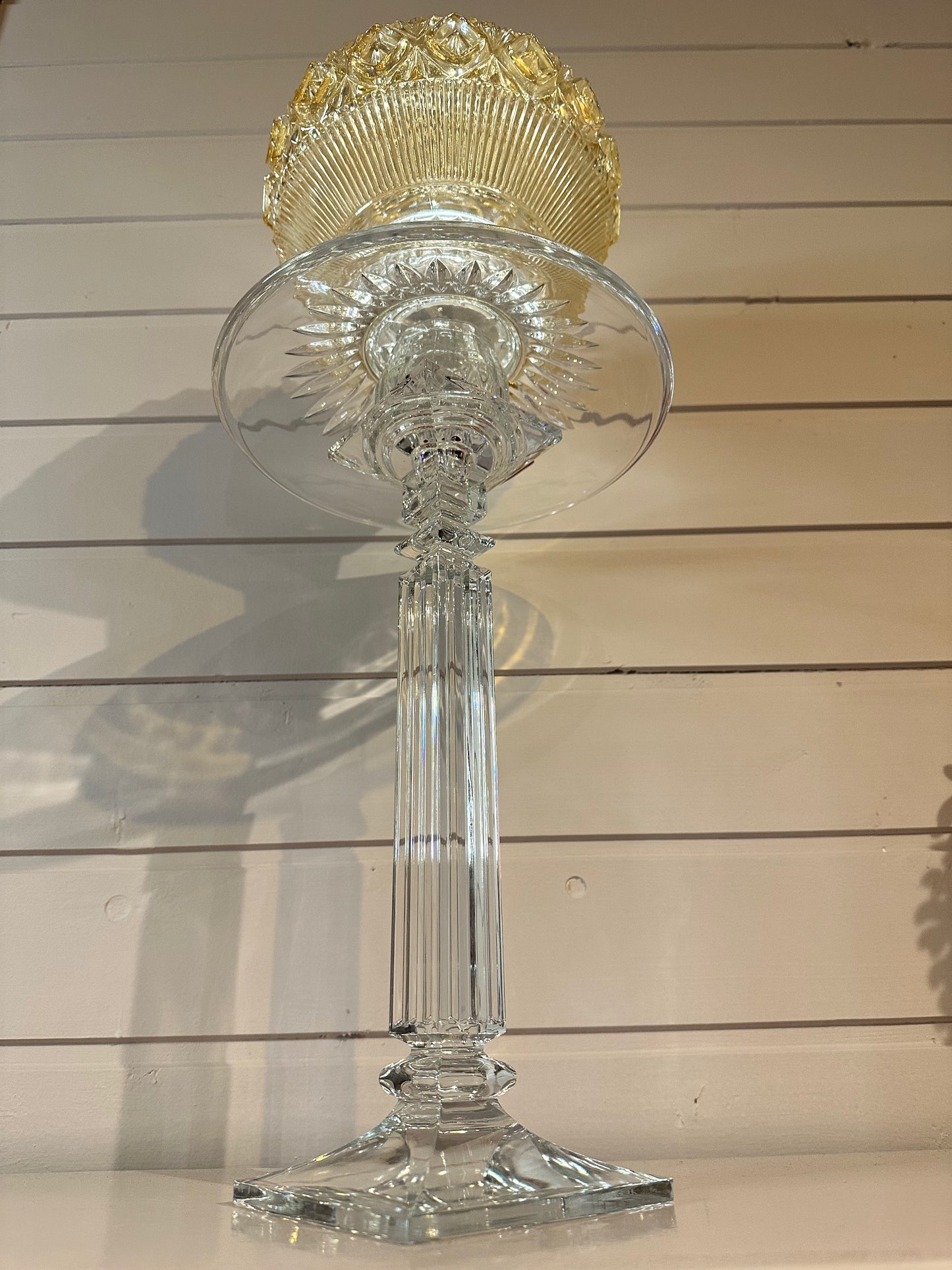 Majestetisk Diamantlampe i krystall og champagnefarge