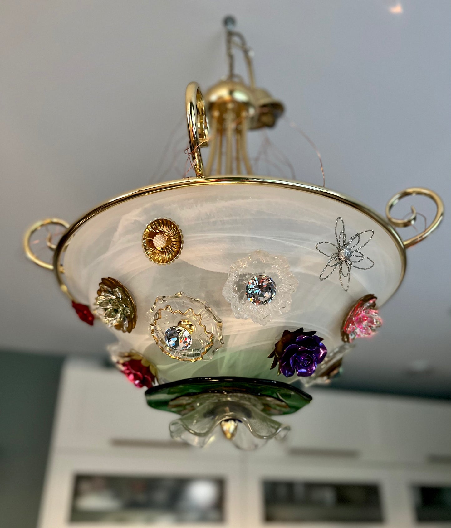 Chandelier with glass flowers
