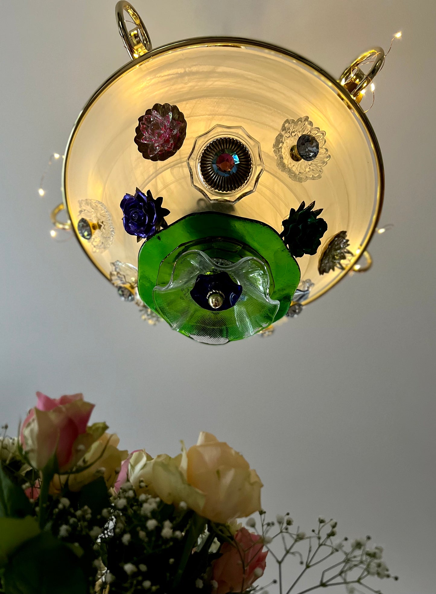 Chandelier with glass flowers