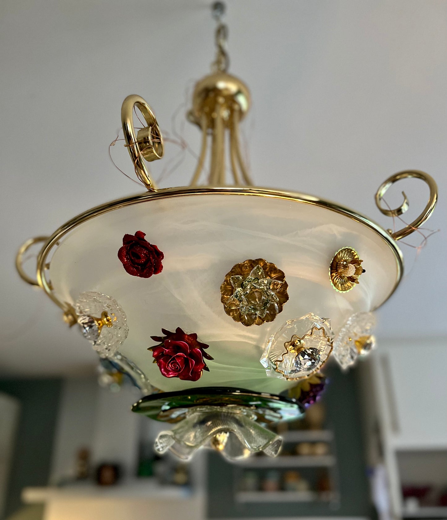 Chandelier with glass flowers