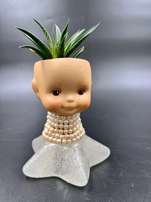 Porselendukke søt mulattjente til miniplante