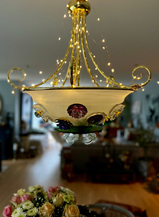 Chandelier with glass flowers
