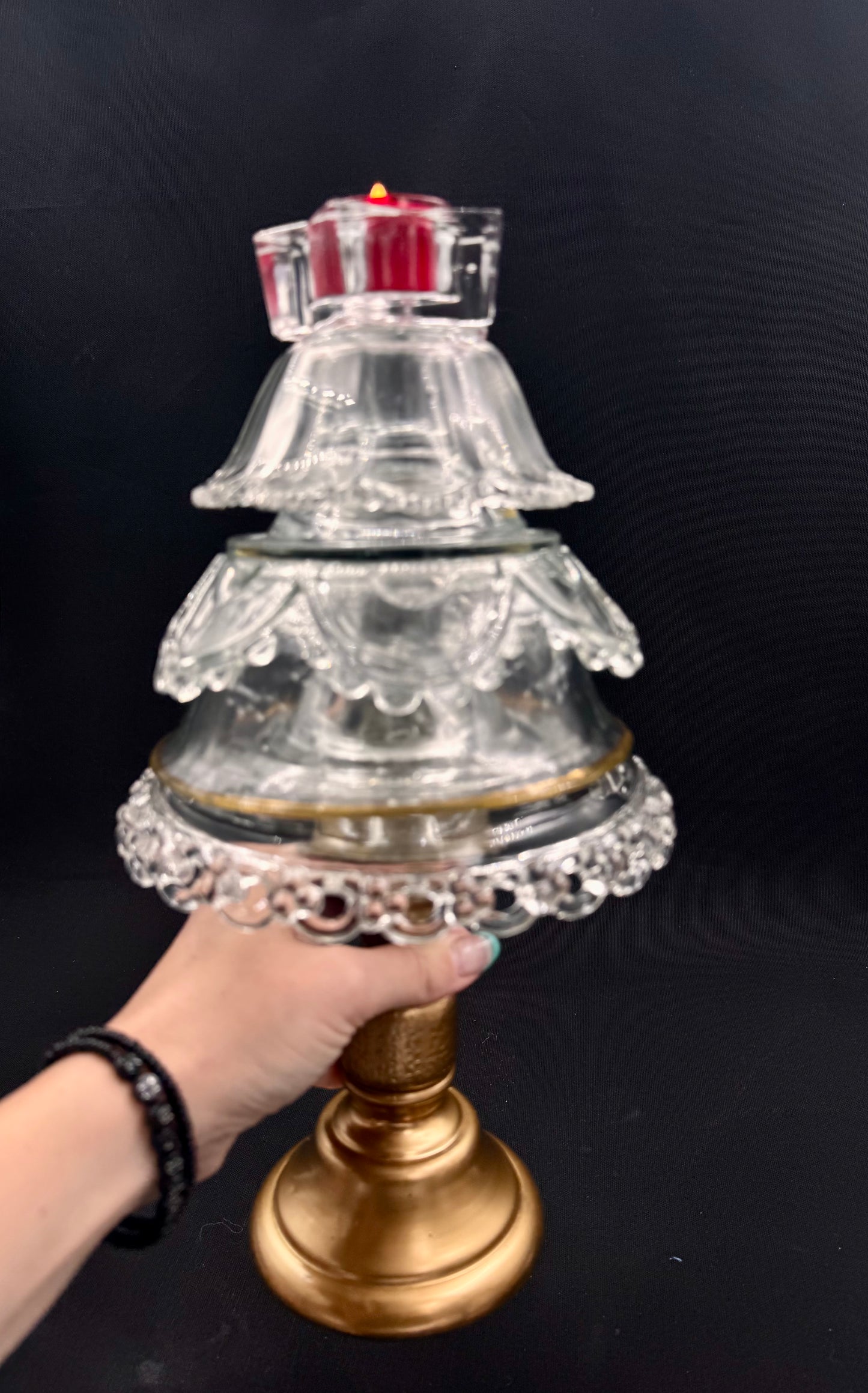 Vintage Juletre med solid gullfot liten stjerne på toppen