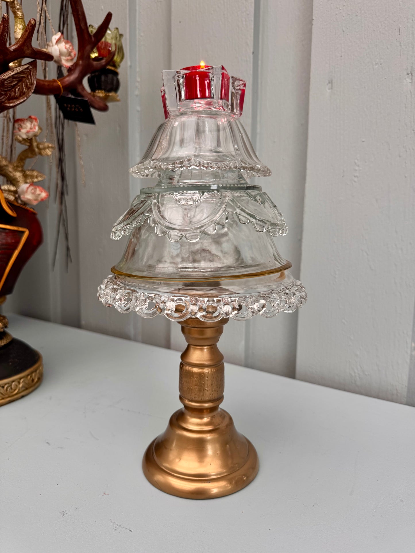 Vintage Juletre med solid gullfot liten stjerne på toppen