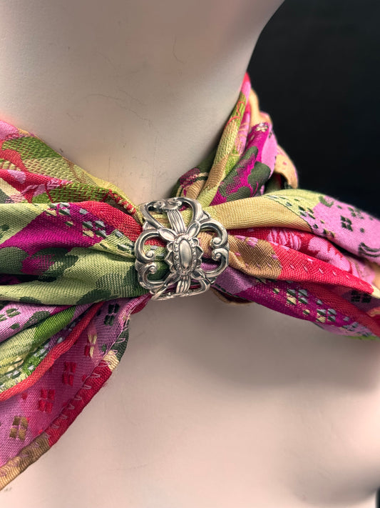 Vintage Skjerfring «Anne» ekstra stor hvit