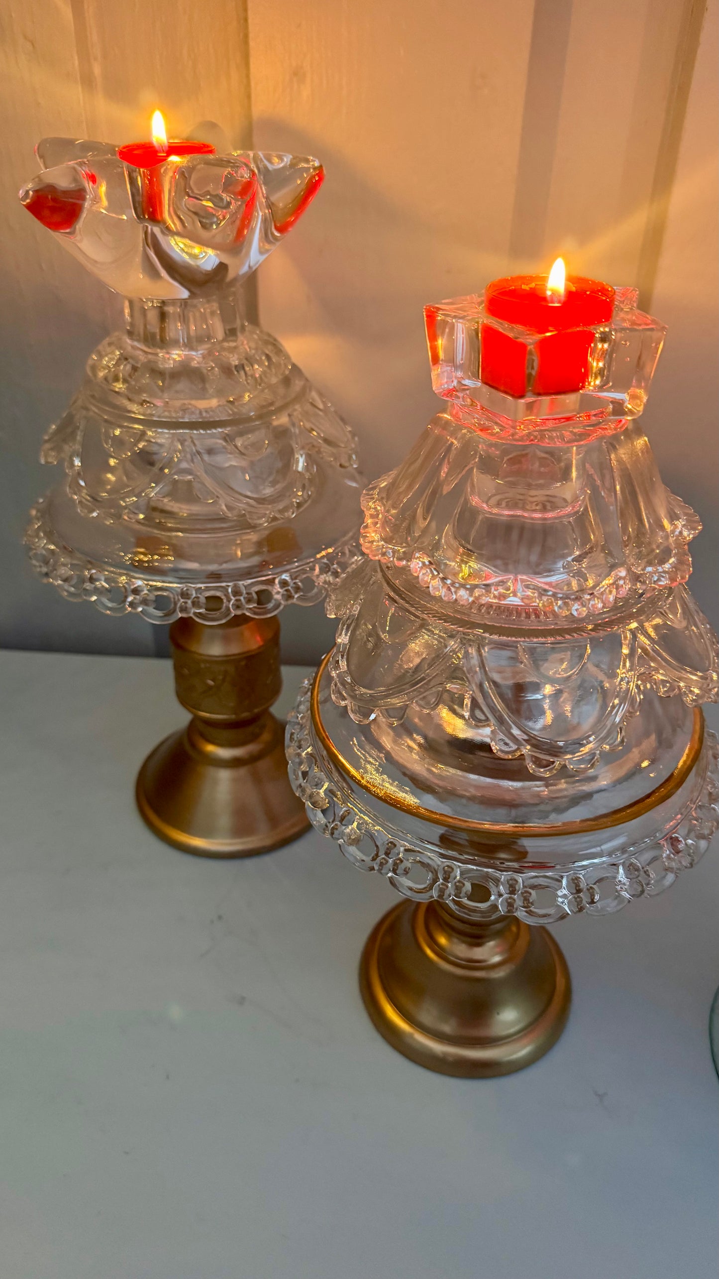 Vintage Juletre med solid gullfot liten stjerne på toppen