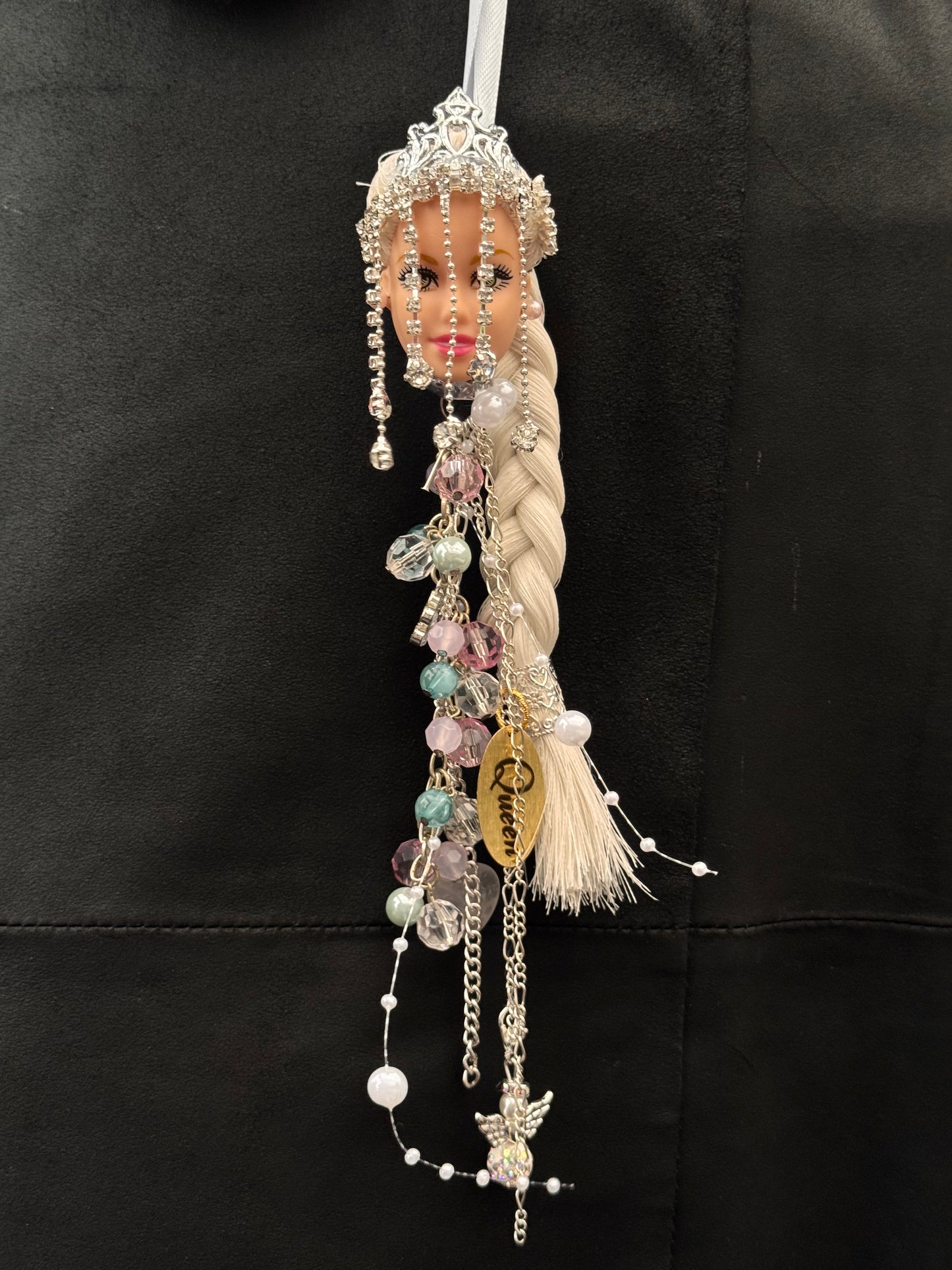 Vintage Barbie julekule «Elsa hvit med diamanter»