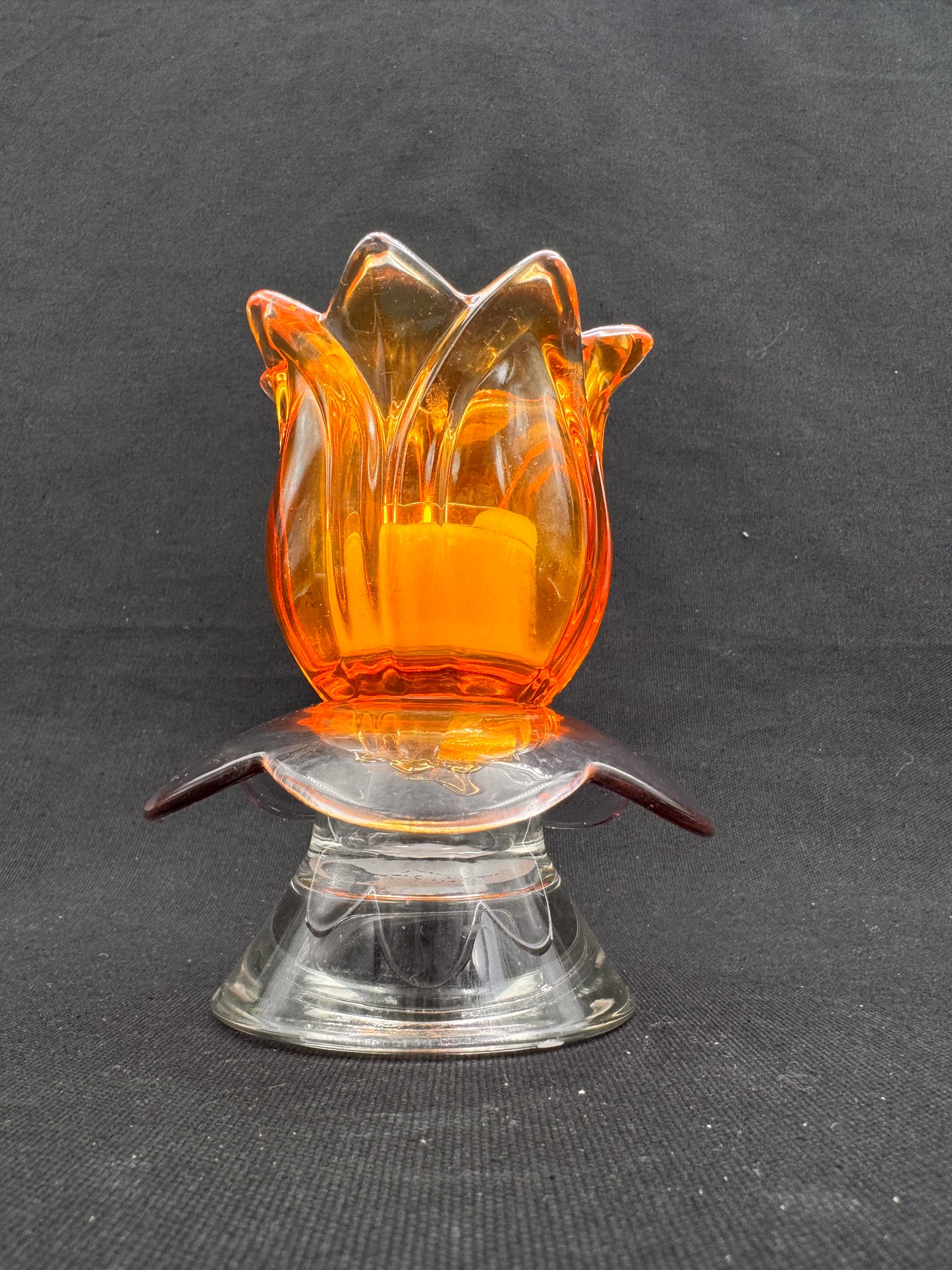 Vintage lysestake «mini» Gul og rosa