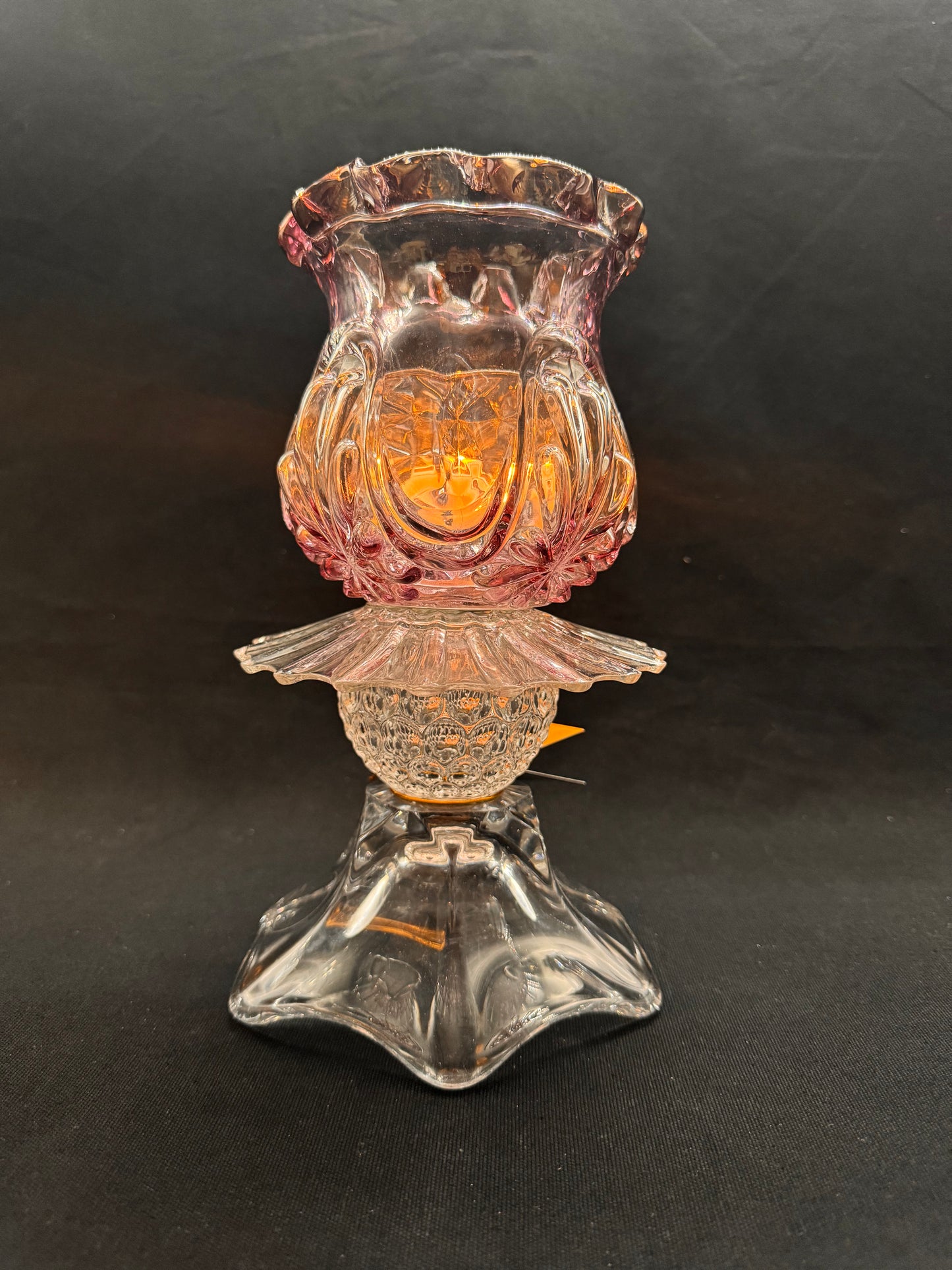 Vintage lykt i lilla og klart  glass