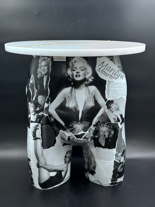 Rumpebord med Marilyn Monroe og marmorplate