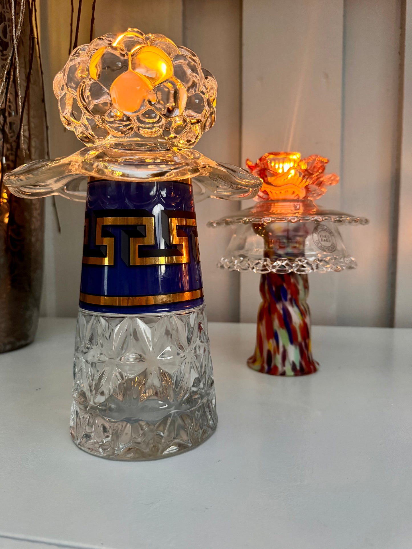 Vintage Jonathan Adler lysestake kobolt stor