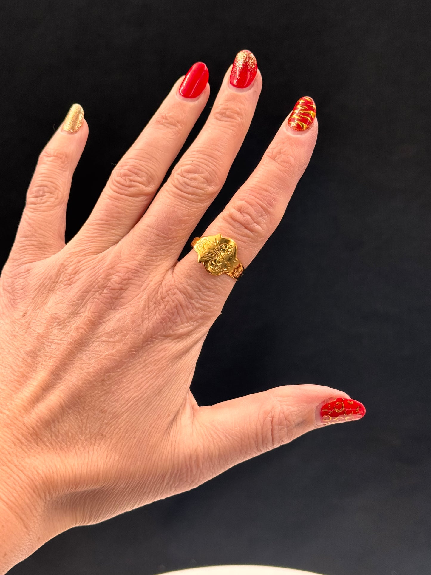 Vintage Sølvring gullforgylt str 58