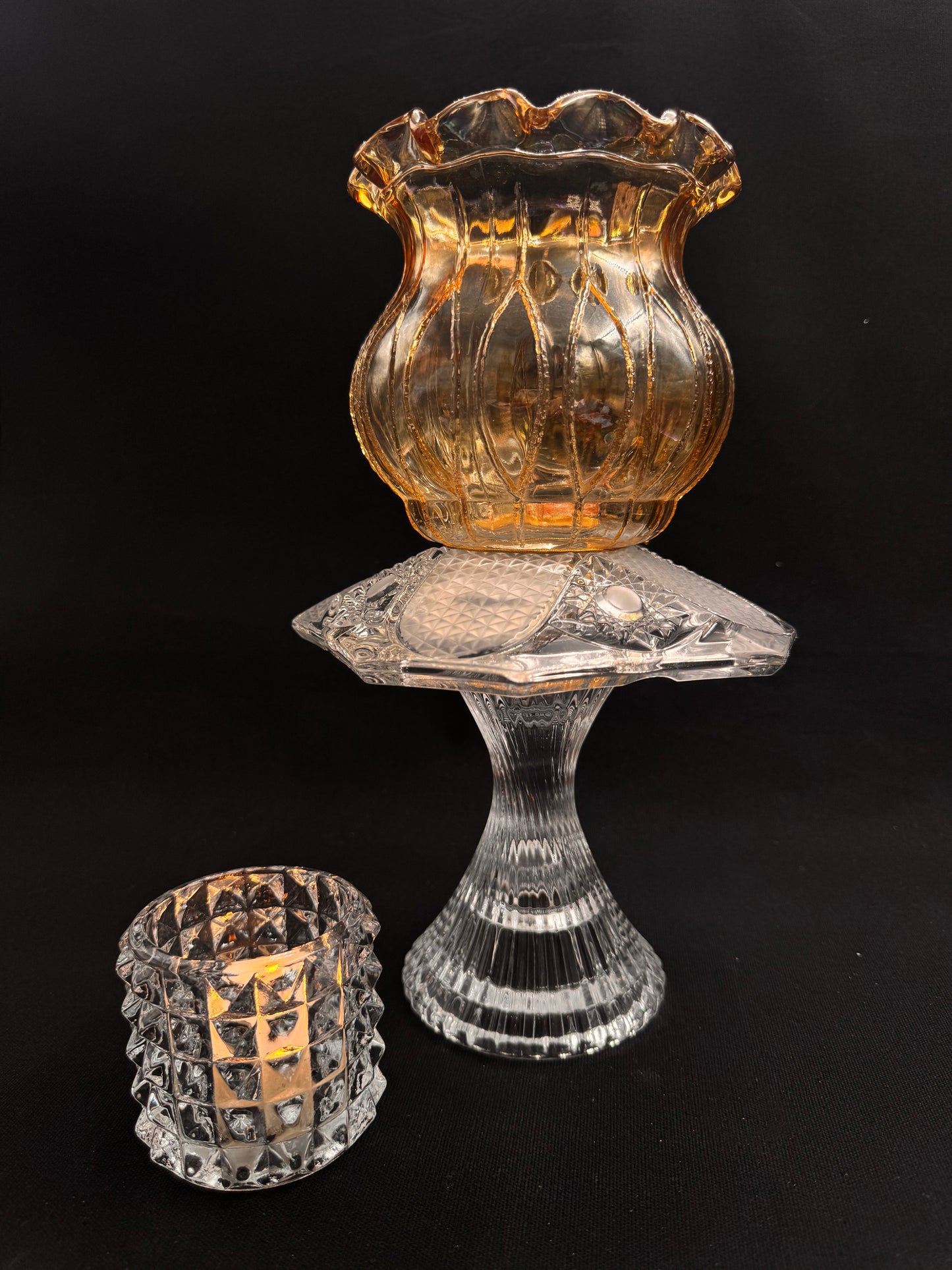 Vintage lykt i champagne farger og krystall