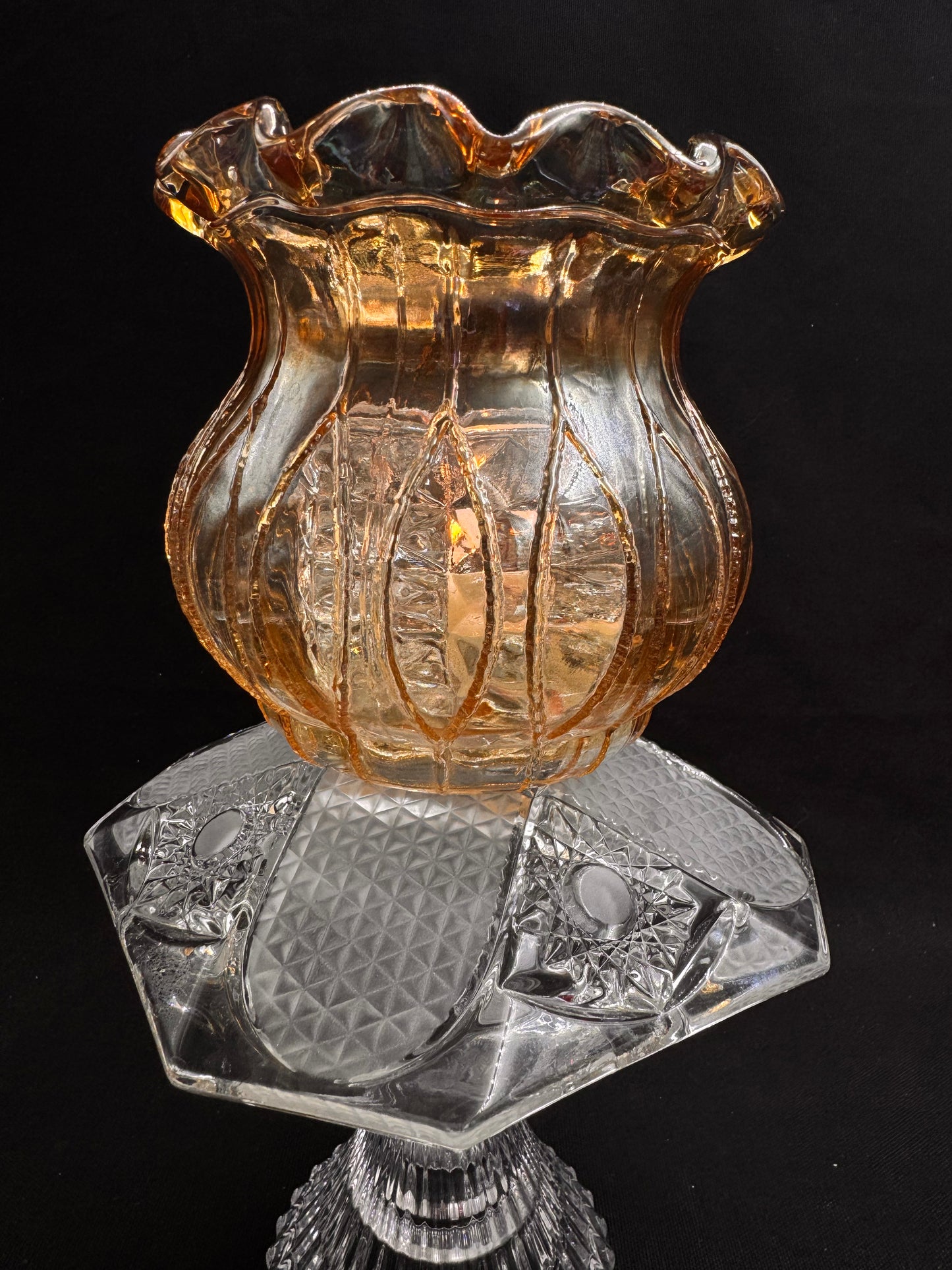 Vintage lykt i champagne farger og krystall