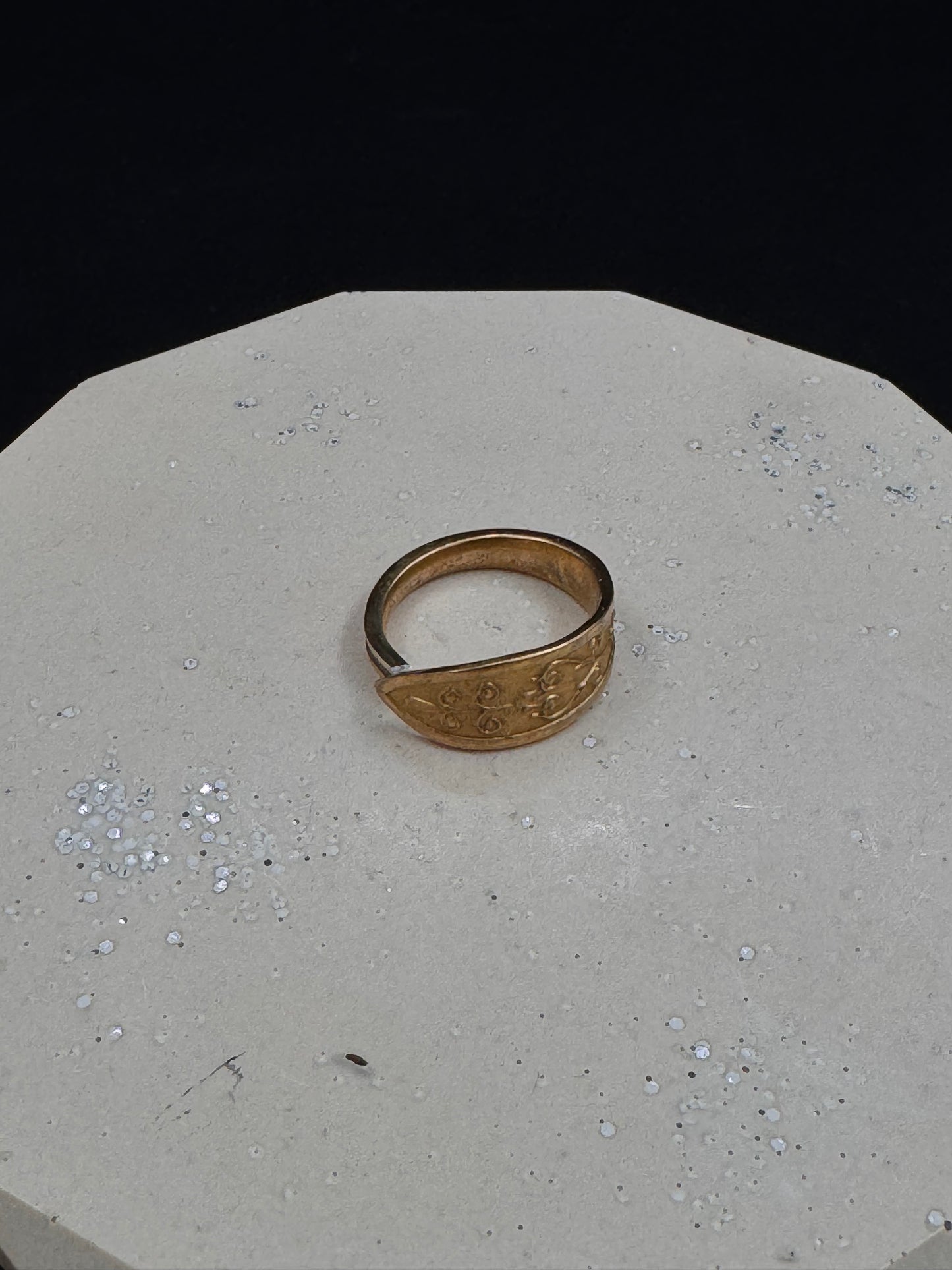 Antikk forgylt Sølvring str 59