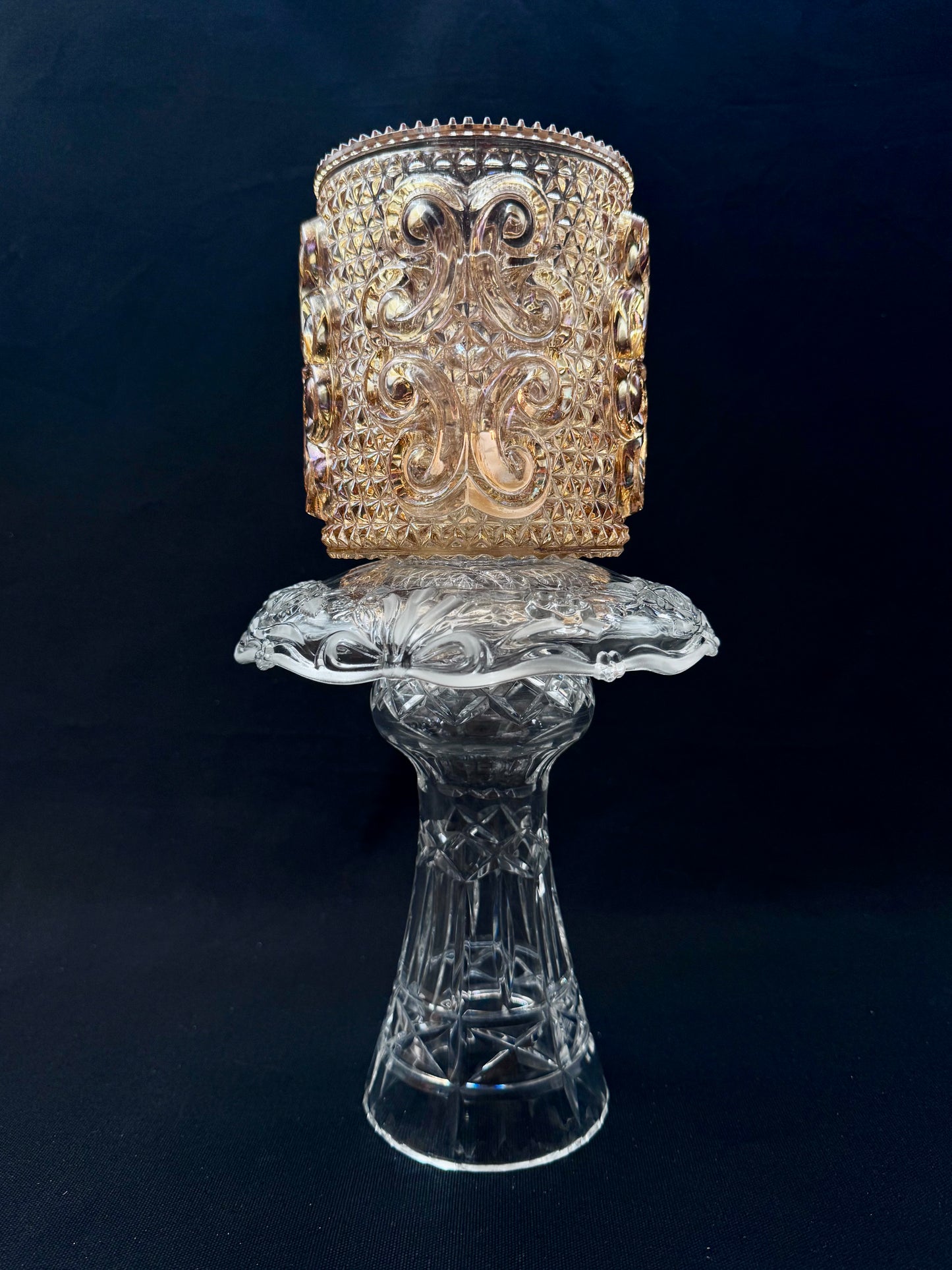 Vintage champagne lyslykt i klart krystall