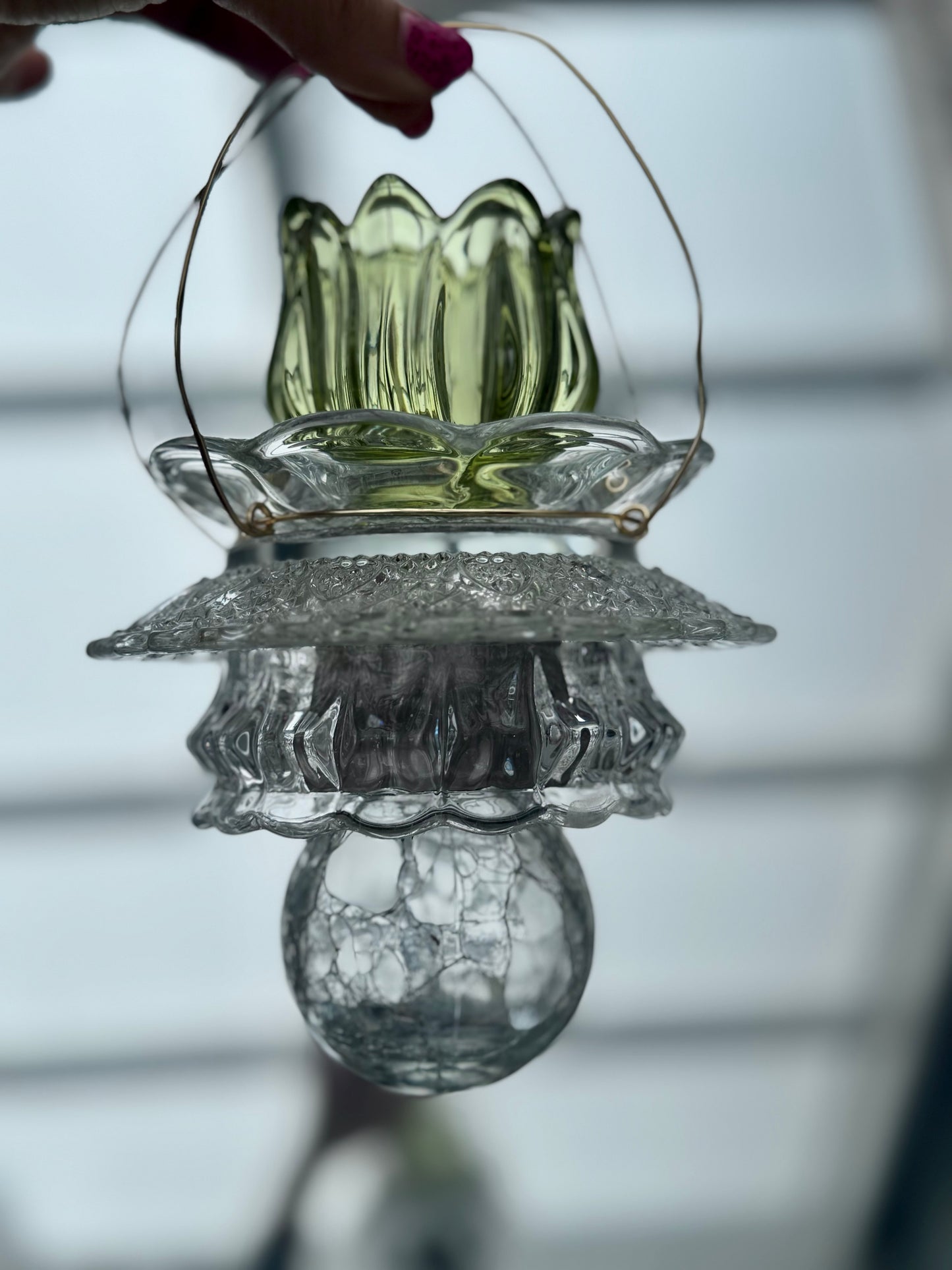 Vintage Solcellelampe hengelykt - grønn tulipan