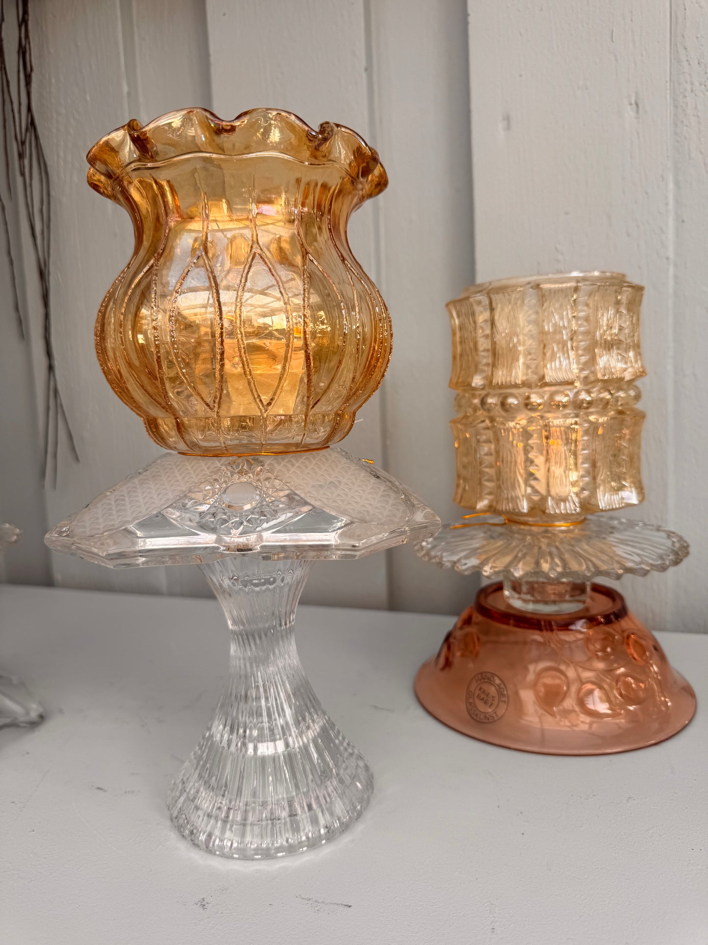 Vintage lykt i champagne farger og krystall