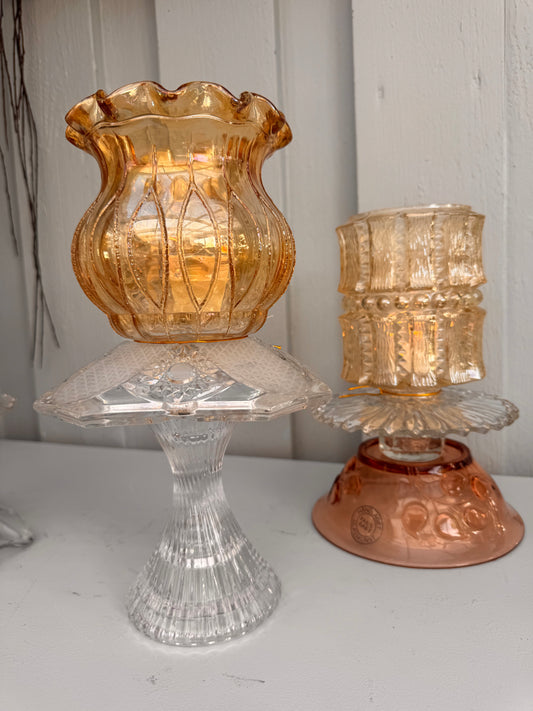 Vintage lykt i champagne farger og krystall